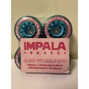 Set Of 4 Impala Roller Skate Wheels Set 58mm x 32mm 82A New Sealed Blue Sparkle